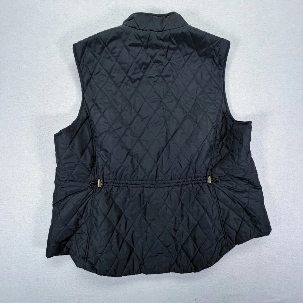 Croft & Barrow Quilted Vest Womens 2X Black Diamond Pattern Zip‎ Front